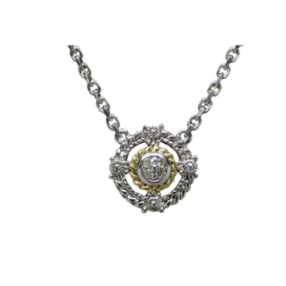 Judith Ripka JR Two diamond silver gold necklace
